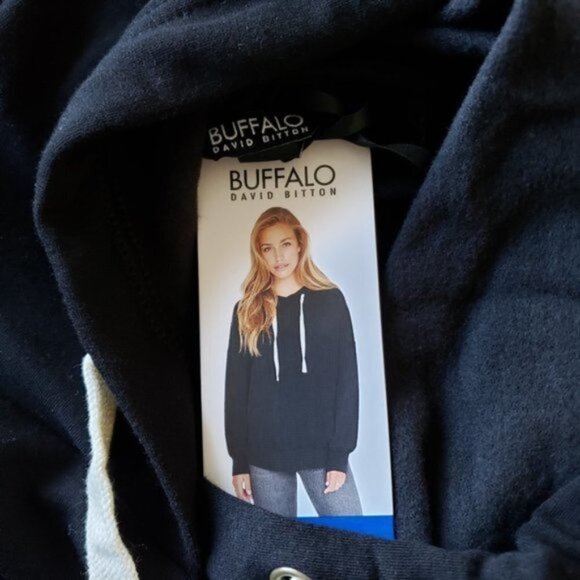 NWT - Super Soft Black David Bitton Buffalo Hoodie - Picture 4 of 4